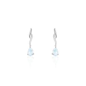 Boucles D'oreilles Pendantes Assaf Or Blanc Topaze Et Oxyde