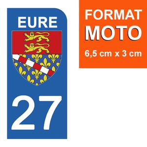 1 sticker pour plaque d'immatriculation MOTO , 27 EURE