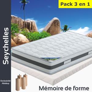 Seychelles - pack matelas + tapissier 120x190 + pieds