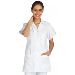 Blouse professionnelle de travail blanche à manches courtes kimono femme aide a domicile médical auxiliaire de vie infirmier