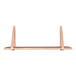 CASONA - Etagère Murale 120x20cm Hévéa Naturel et Cuir
