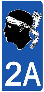 2 stickers pour plaque d'immatriculation Auto, 2A Corse
