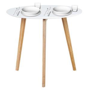 Table Repas Ronde Blanche 3 Pieds Chêne