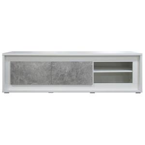 Skala - meuble tv 2 portes effet béton avec eclairage led