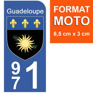 1 sticker pour plaque d'immatriculation MOTO, 971 Blason de la Guadeloupe