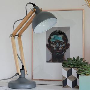Lampe de bureau articulée bois et métal Dexter Red Cartel - gris