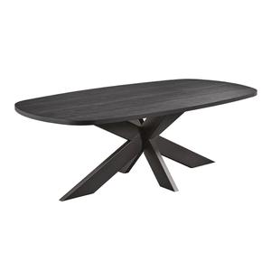 ALPHA - Table Repas Ovale 230cm Aspect Bois Noir Piètement Araignée Métal Métal
