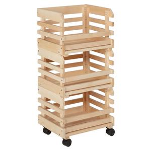 Legumes - lot 3 cageots empilables pin massif sur roulettes