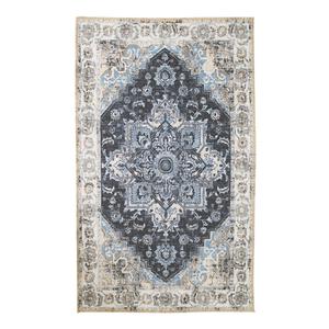 COLABA - Tapis Blanc 200x300cm avec Motifs Bleu