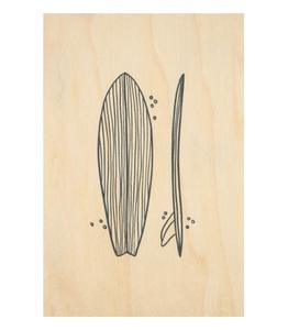 Woodhi - Carte postale en bois Surfboards - Rose