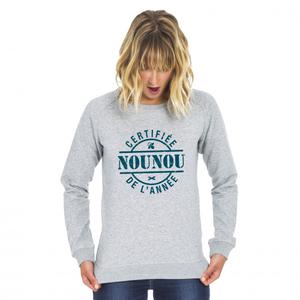 Sweat CERTIFIÉE NOUNOU DE L'ANNÉE GRIS CHINÉ L