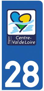 2 stickers pour plaque d'immatriculation Auto, 28 Eure et Loir
