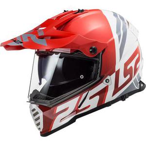 LS2 MX436 Pioneer Evo Evolve Casque Motocross, blanc-rouge, taille M