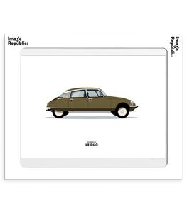 Image Republic - Affiche Le Duo Voiture Citroen DS marron - Blanc