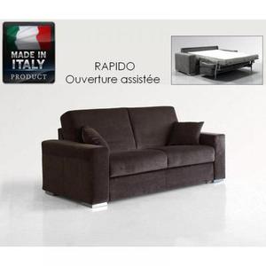 LE DIVA canapé convertible EASY OUVERTURE EXPRESS 140*200cm ouverture assitée, sommier à lattes bois, microfibre gris