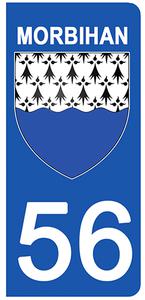 2 stickers pour plaque d'immatriculation Auto, 56 blason du Morbihan