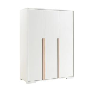 NASH WHITE - Armoire 3 Portes Blanche et Bois