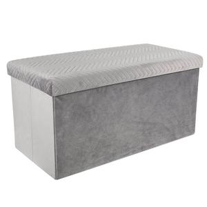 FLOY - Coffre Banc Pliable Velours Gris Clair