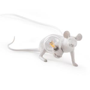 MOUSE-Lampe à poser Souris couchée câble USB H8.1cm Blanc