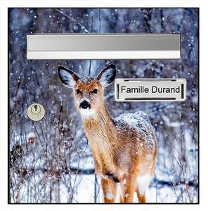 Sticker pour boîte aux lettres, Biche dans la neige