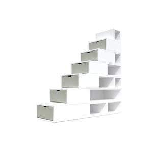 Escalier cube de rangement hauteur 175 cm - Blanc/Moka