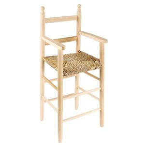 Chaise haute 4 ans en hêtre brut assise paille