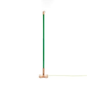 LINEA-Lampadaire Néon LED avec base bois H140cm Vert