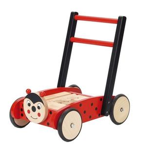 Jasper Toys Chariot de Marche & Cubes Coccinelle - Chariot en Bois