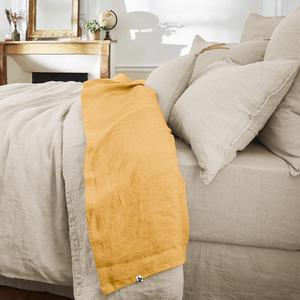MARGAUX - Drap Plat 240x300cm Lin Lavé Coloris Miel
