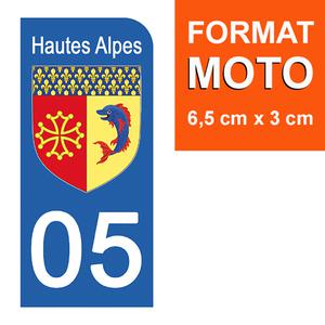 1 sticker pour plaque d'immatriculation MOTO , 05 HAUTES ALPES
