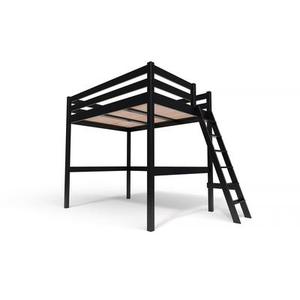 Lit mezzanine 2 places bois Sylvia 140x200 échelle inclinée 140x200 Noir
