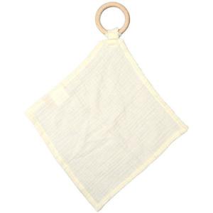 Doudou Lange Ecru Naturel Coton Bio & Anneau de dentition bois aPunt