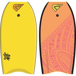 Bodyboard crescent tail Streak EPS 33'' - Memphis Jaune/Orange + leash