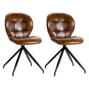 Foly - lot de 2 chaises simili cuir vieilli marron
