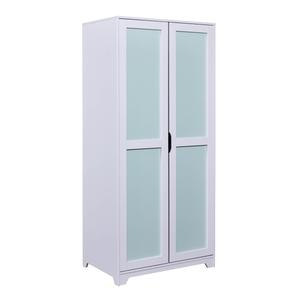 GLASCA - Armoire 2 Portes en Pin Gris et Vert d'Eau