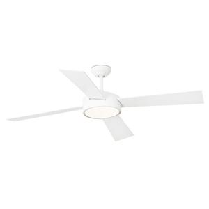 HYDRA-Ventilateur de plafond 4 pâles Acier/Contreplaqué avec lumière LED Ø132cm Blanc