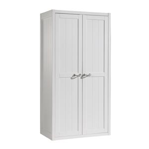 LAZIO - Armoire 2 Portes Effet Lambris Poignées Corde