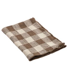 Maison de Vacances - Serviette Bourdon Toile Vintage Vichy 43 x 43 cm - Marron