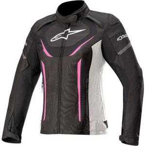 Alpinestars Stella T-Jaws V3 Veste imperméable à l'eau de textile de moto de dames, noir-blanc-rose, taille M pour Femmes