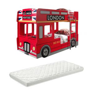 SOHO - Lits Superposés 90x200cm Bus Londres avec Leds + Matelas
