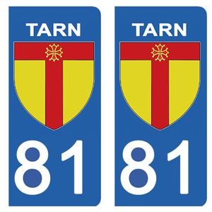 2 stickers pour plaque d'immatriculation Auto, 81 blason du Tarn