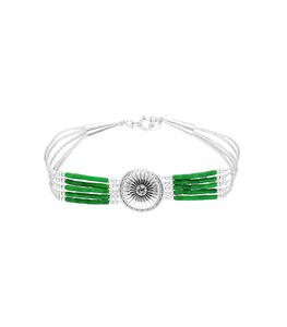 Harpo - Femme - Bracelet Navajo 5 rangs et conchas - Vert