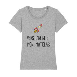 T-shirt Femme - Vers L'infini Et Mon Matelas - Gris Chiné - Taille S