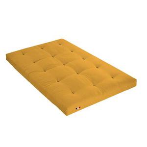 Matelas futon mousse memoire + coton, anti-taches, ocre 160x200