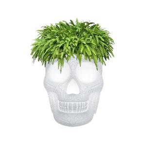 MEXICO-Pot de fleurs d'extérieur Crâne LED H45cm Blanc