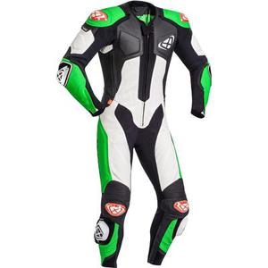 Ixon Vendetta Evo Costume en cuir de moto one piece, noir-blanc-vert, taille S