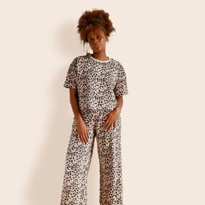 Pyjama long Coton BIO - Léopard Beige