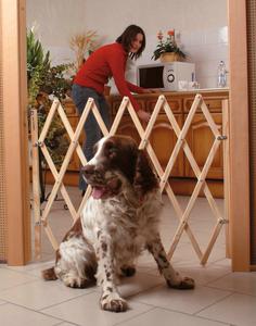 Barrière extensible bois pour animaux - Fermeture accordéon - Longueur 65 à 108 cm