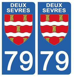 2 stickers pour plaque d'immatriculation Auto, 79 blason des Deux Sévres