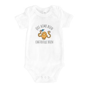 Body Qui Aime Bien Chatouille Bien - Blanc - Taille 3/6 mois
